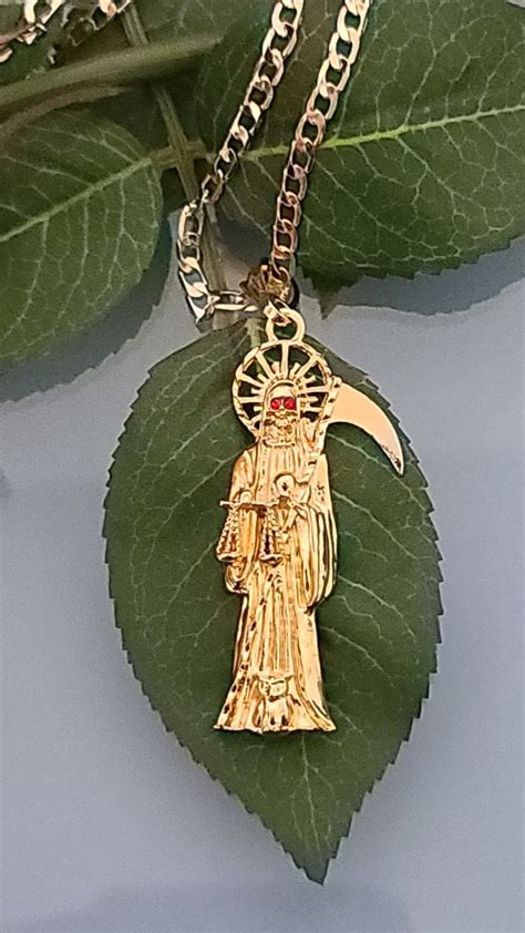 santa muerte necklace|santa muerte necklace gold.